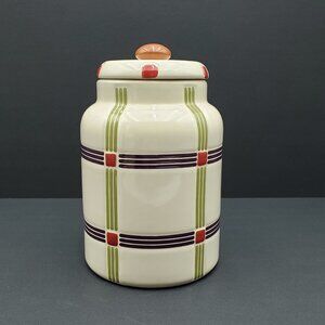 Longaberger Mixed Harvest Canister Multi Plaid Harvest 2 Qt Lidded Jar